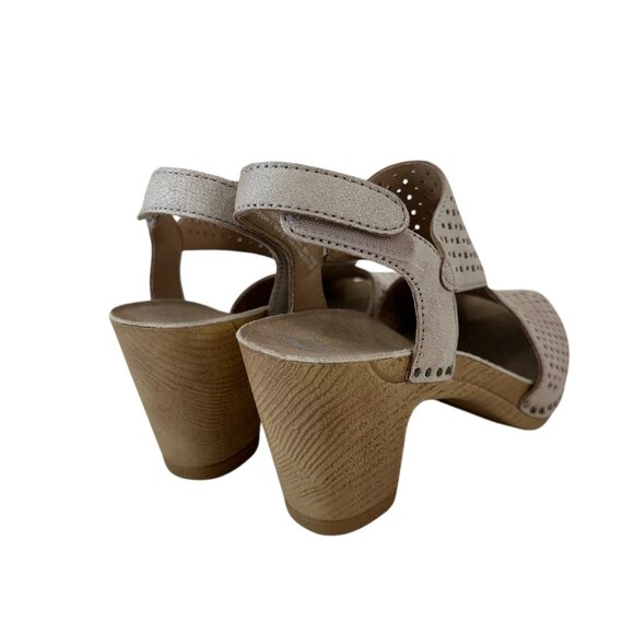 Dansko Teagan Womens Size 36 Perforated Leather Slingback Heeled Sandals Beige - Picture 14 of 15